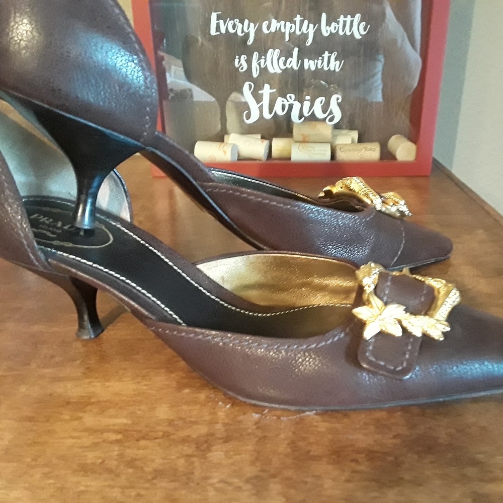 Prada Leather Embellished Pumps